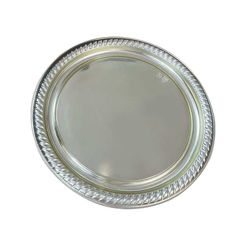 Okrągła taca w kształcie wachlarza w kolorze srebrnym